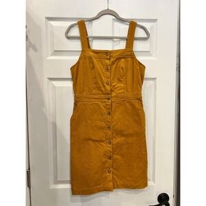 J.Crew Pinafore Dress Cotton Corduroy Mustard Yellow Retro Mod 2 70's Style
